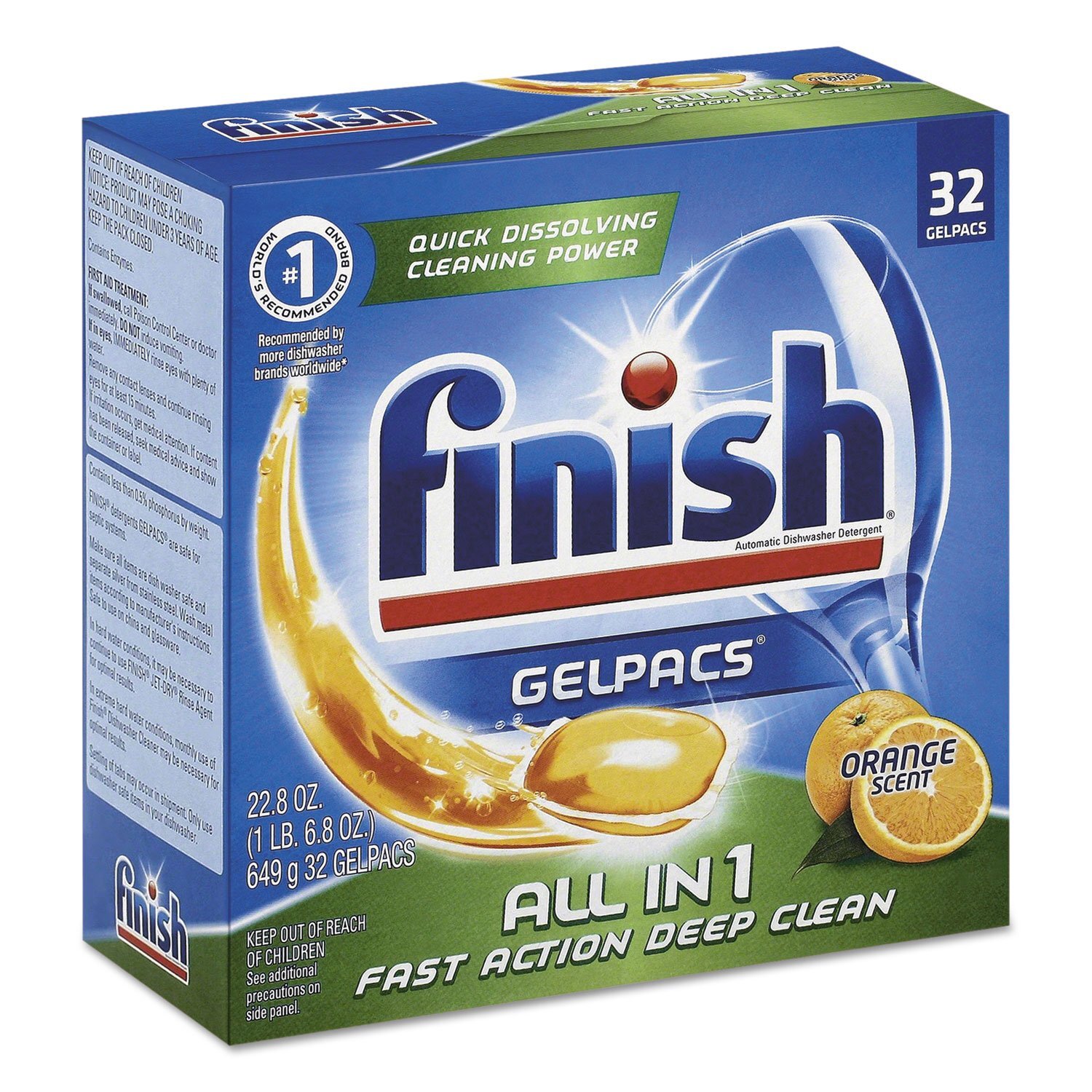 Orange Dishwasher Detergent Pacs 32 Count Powerful Cleaner Sparkling Shine