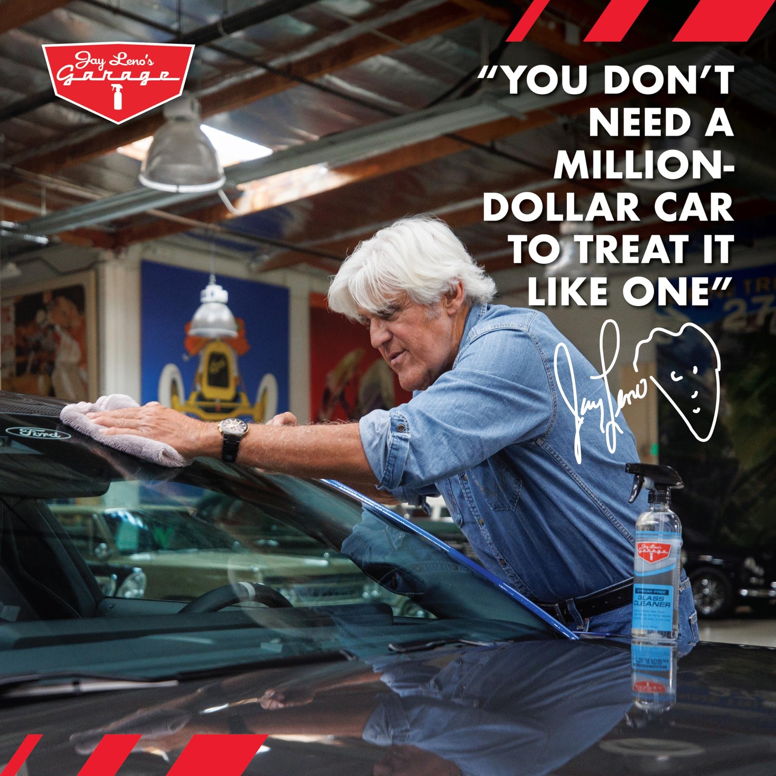 Jay Leno’s Garage Glass Cleaner Spray – 8 Fl Oz (Pack of 2), Clear