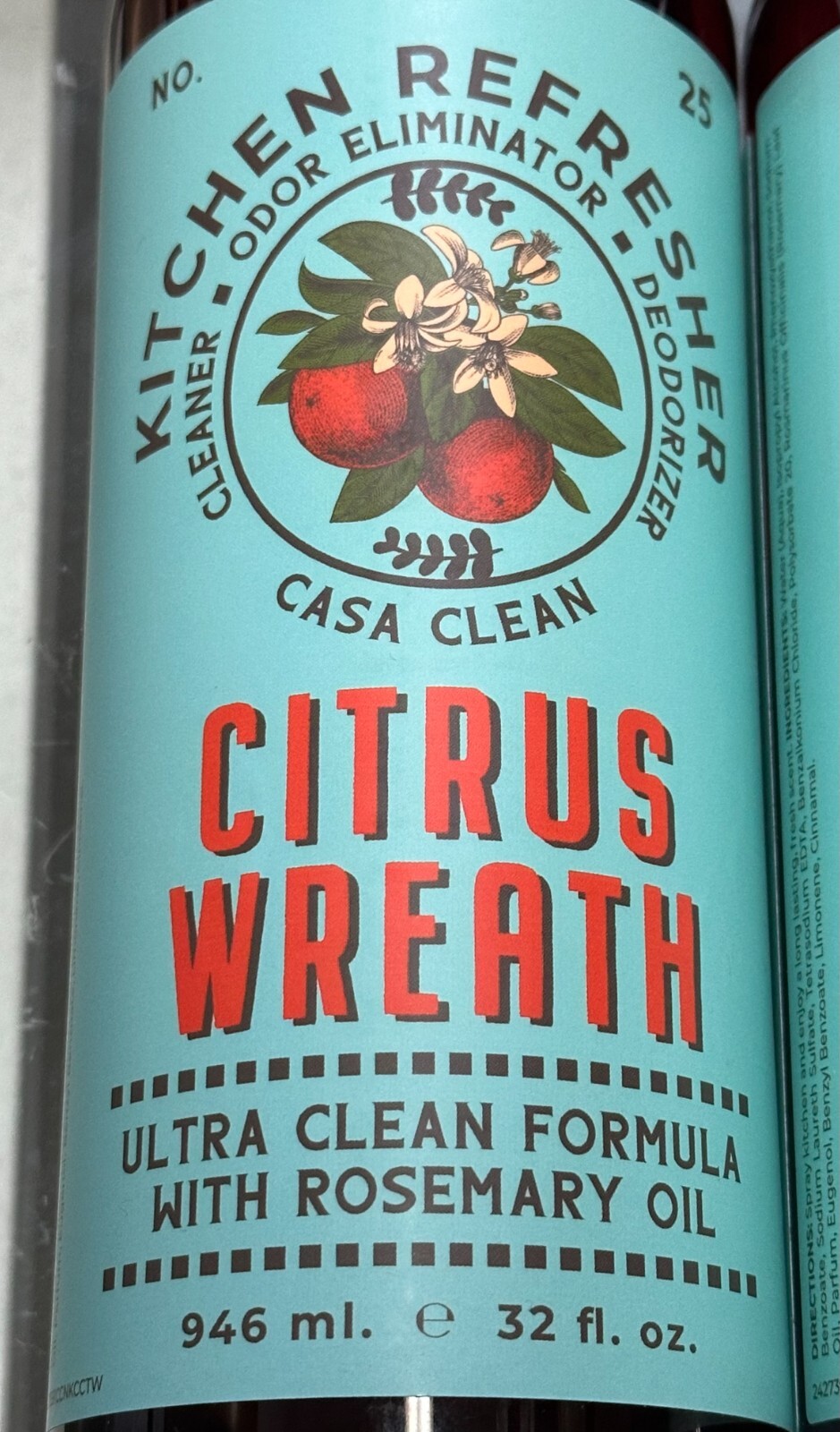 KITCHEN REFRESHER Cleaner Odor Eliminator Deodorizer 946ml CITRUS WREATH