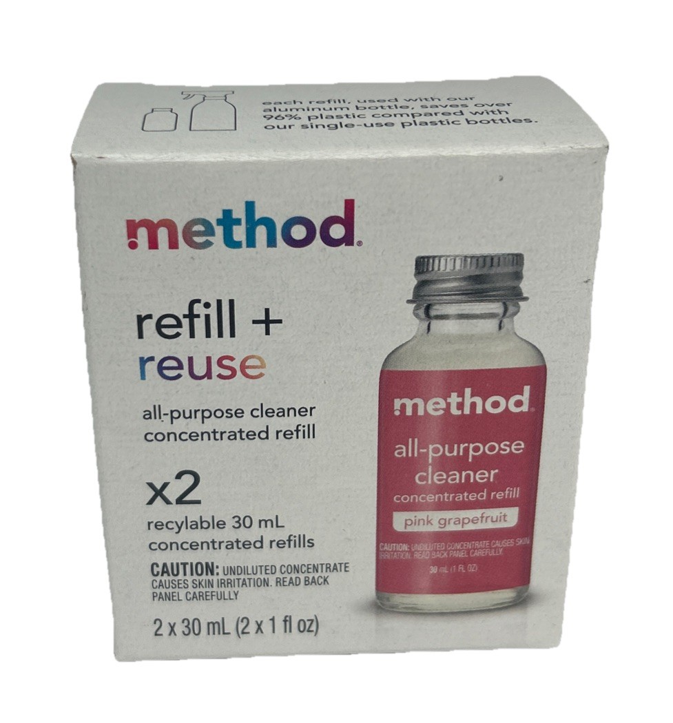 6 Method Pink Grapefruit Concentrated All Purpose Cleaner Refill 1oz Each