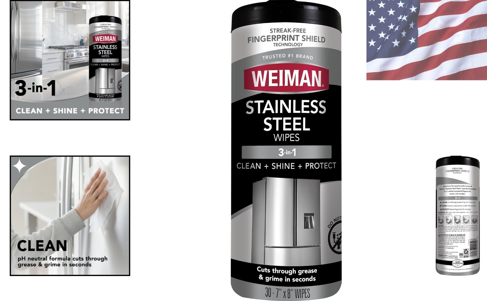 30 Unscented Stainless Steel Wipes – Streak-Free Cleaning Solution by Weiman