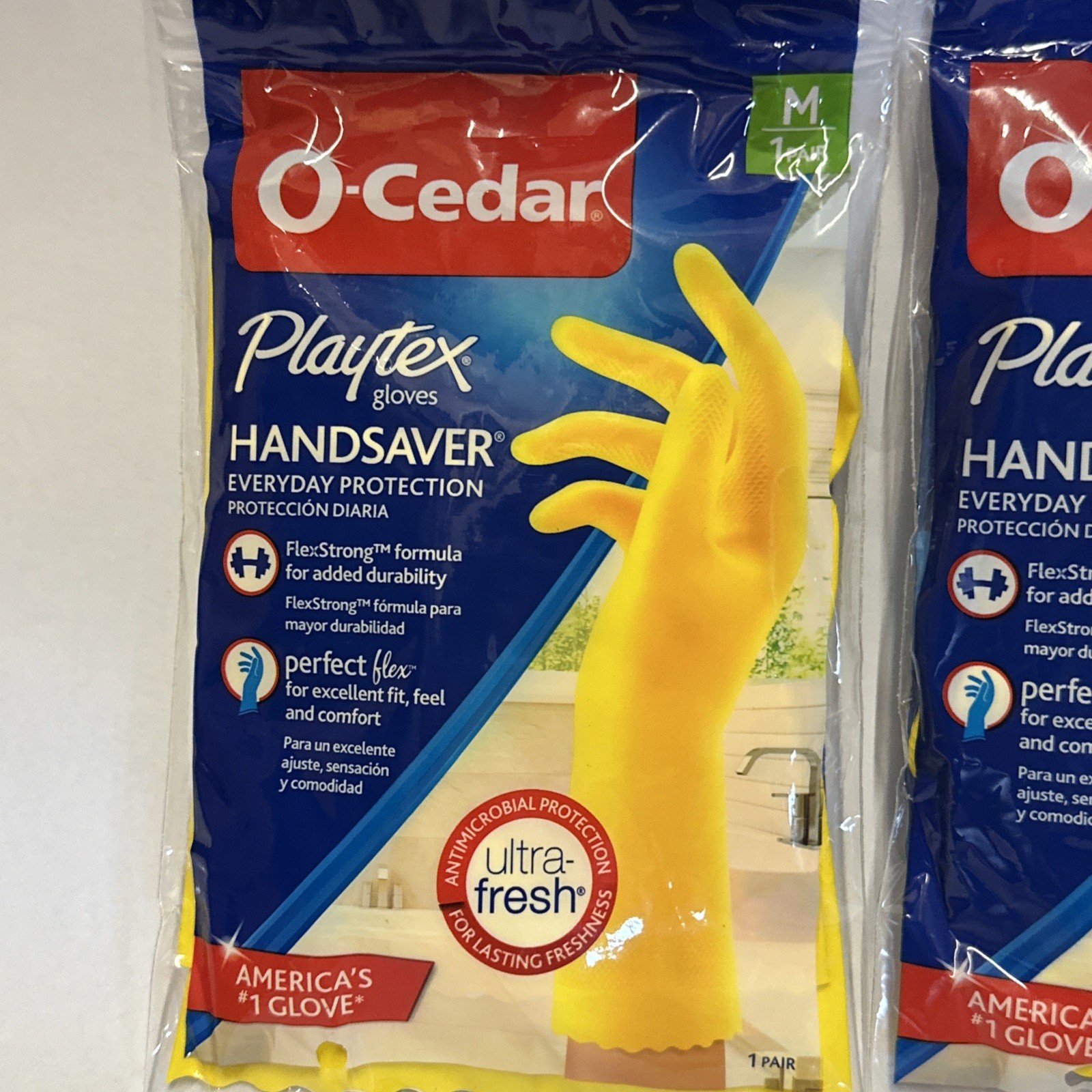 Playtex O-Cedar Living Gloves Drip-Catch Cuff Medium Reusable Gloves 2 Pair