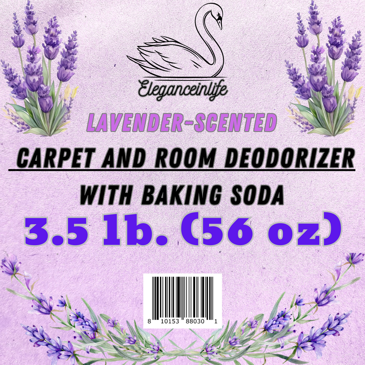 Eleganceinlife Lavender-Scented Carpet and Room Deodorizer Baking Soda, 3.5 LB