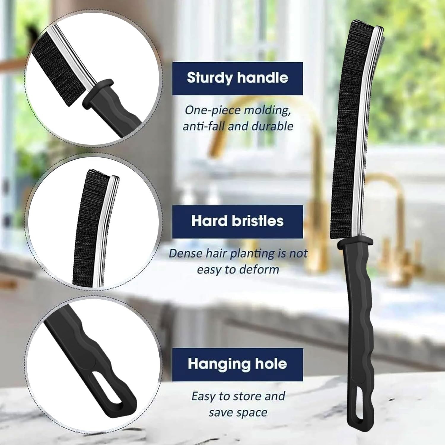 Crevice Cleaning Brush Set, Hard Bristle for Bathroom and Shower Gaps, 6pcs