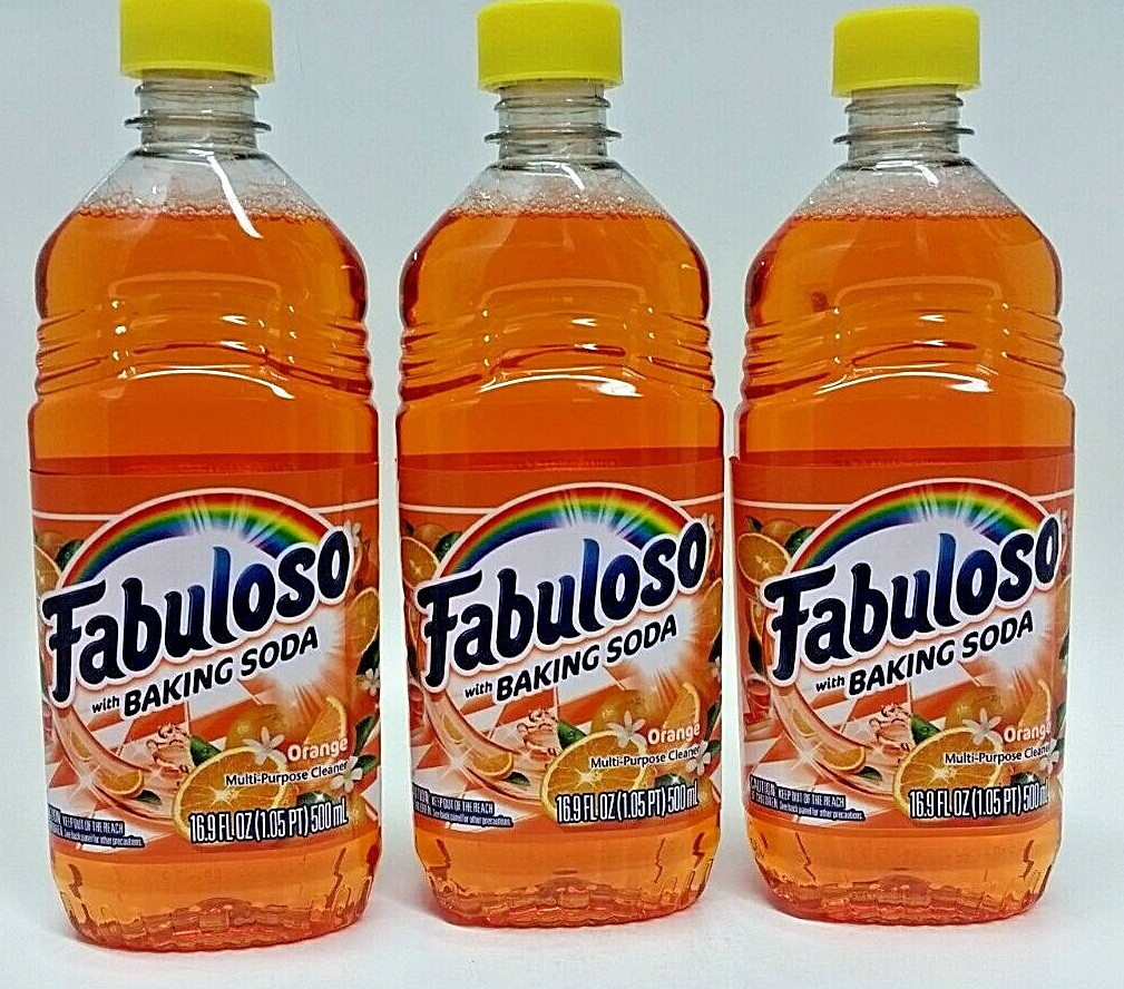 3 Bottles x Fabuloso ORANGE w/ BAKING SODA All Purpose Cleaner 16.9 oz Ea Bottle