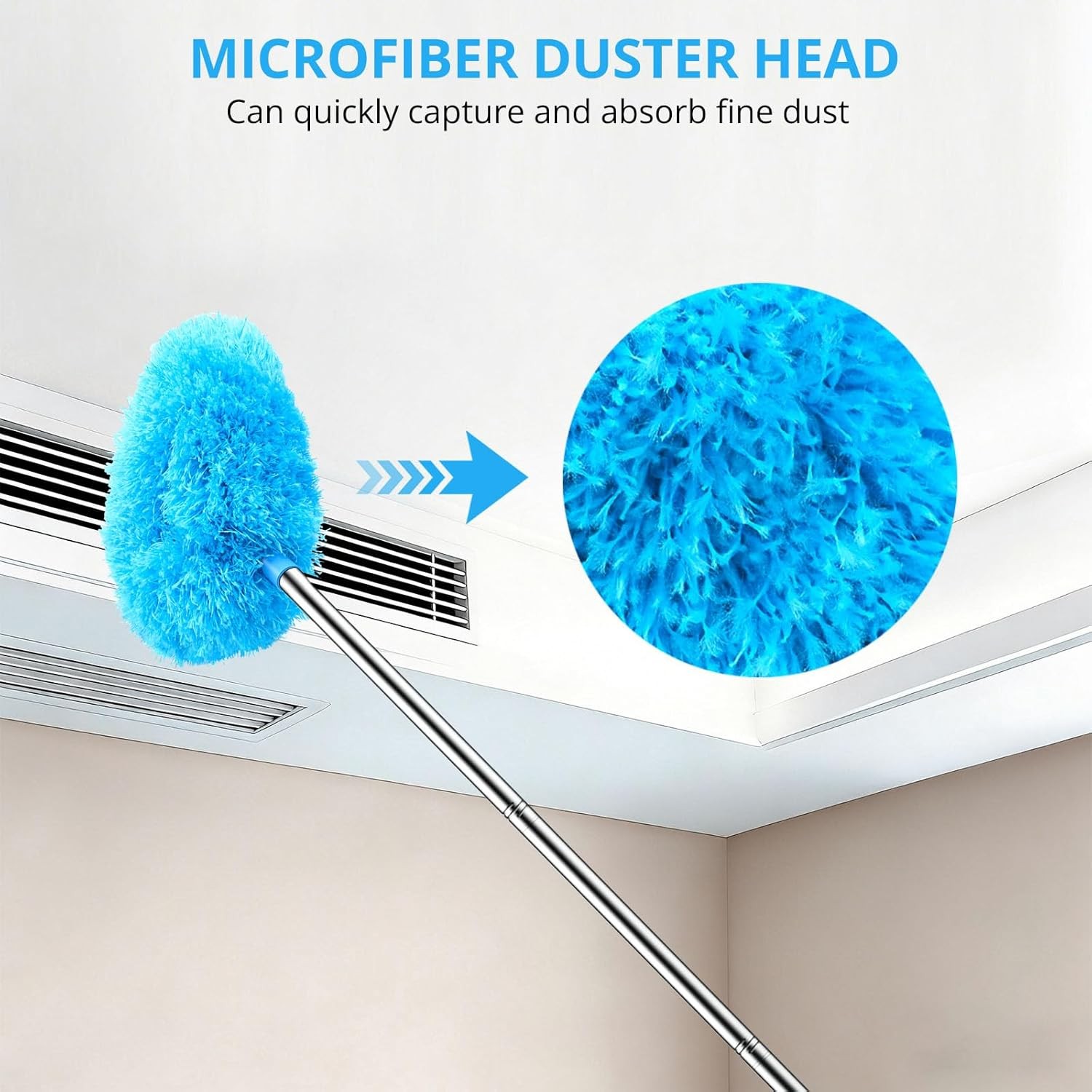 Ceiling Fan Cleaner Duster, Microfiber Ceiling Fan Duster with Extension Pole
