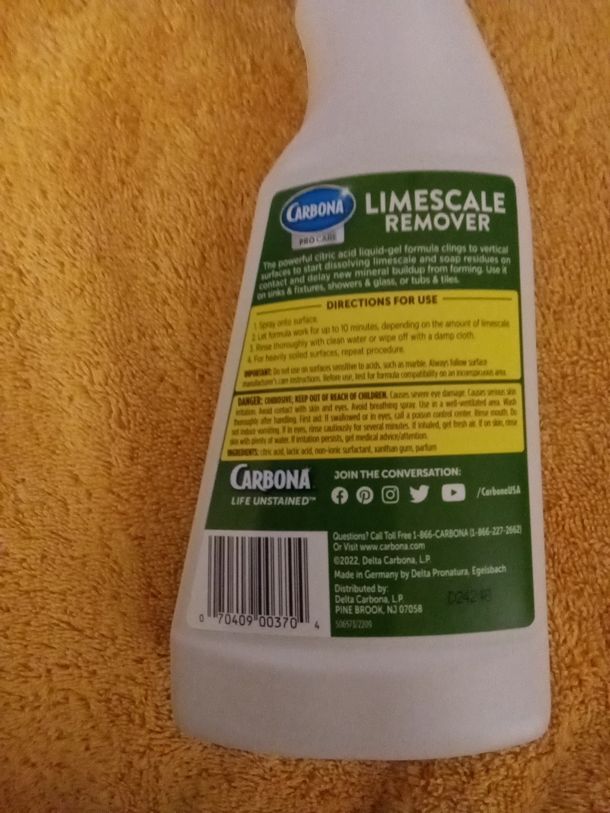 (2-Pk) CARBONA Sink Shower Glass Tubs Tiles Bath LIMESCALE REMOVER Lemon Fresh