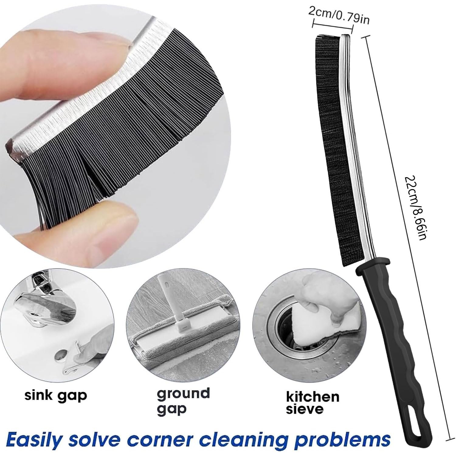 Crevice Cleaning Brush Set, Hard Bristle for Bathroom and Shower Gaps, 6pcs