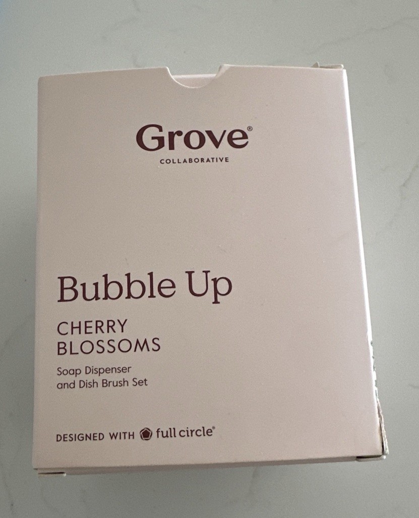 Grove Collaborative Bubble Up Soap Dispenser & Dish Brush Set Cherry BlossomsNIB