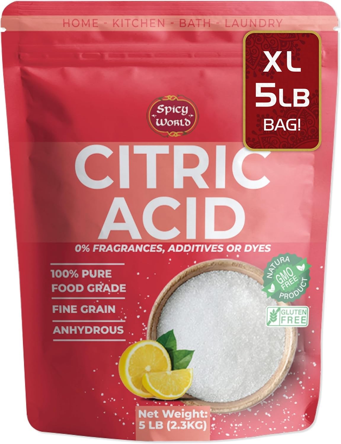 Pure Citric Acid 5 LB Bulk Bag – 100 Natural, Food Grade, Non-GMO – Citric Ac…