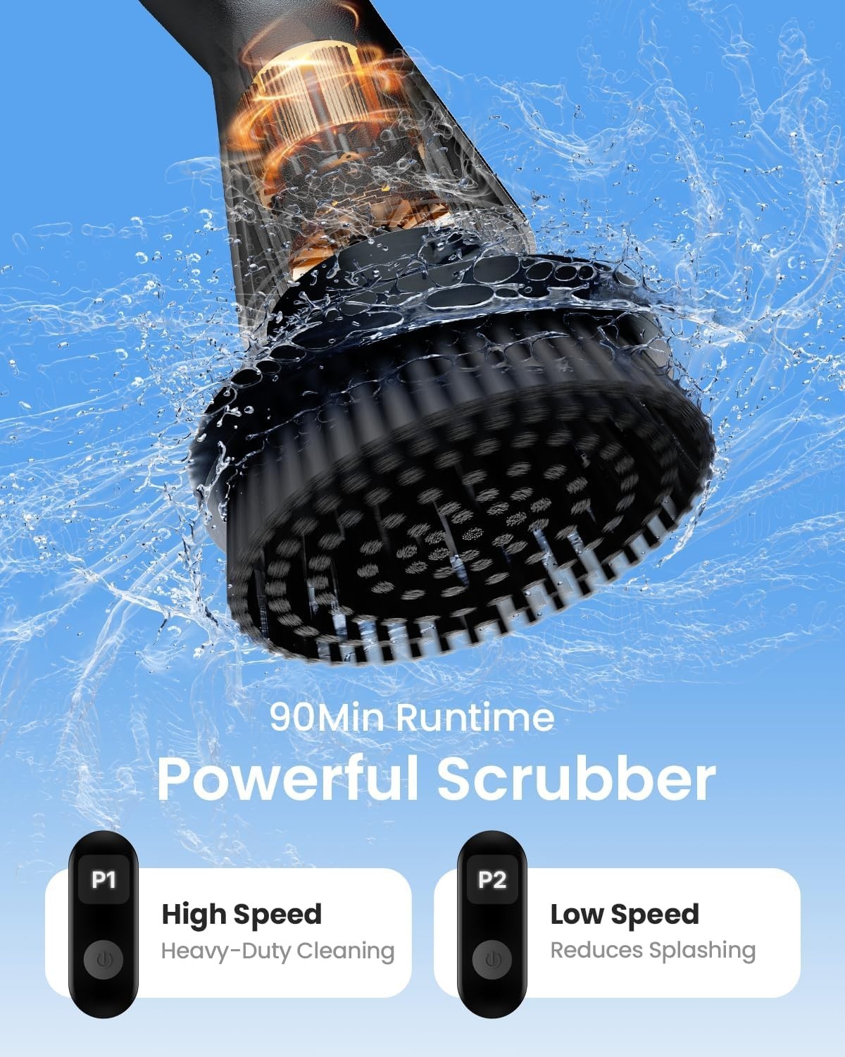 Effortless Cleaning with Electric Spin Scrubber – 15” Long & Cordless