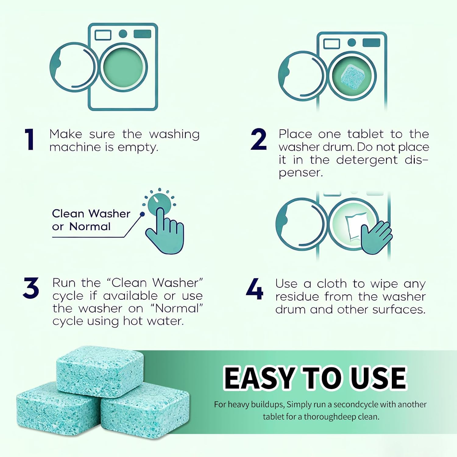 Washing Machine Cleaner Tablets 24-Pack (12 Month Supply) for He/Top/Front Load