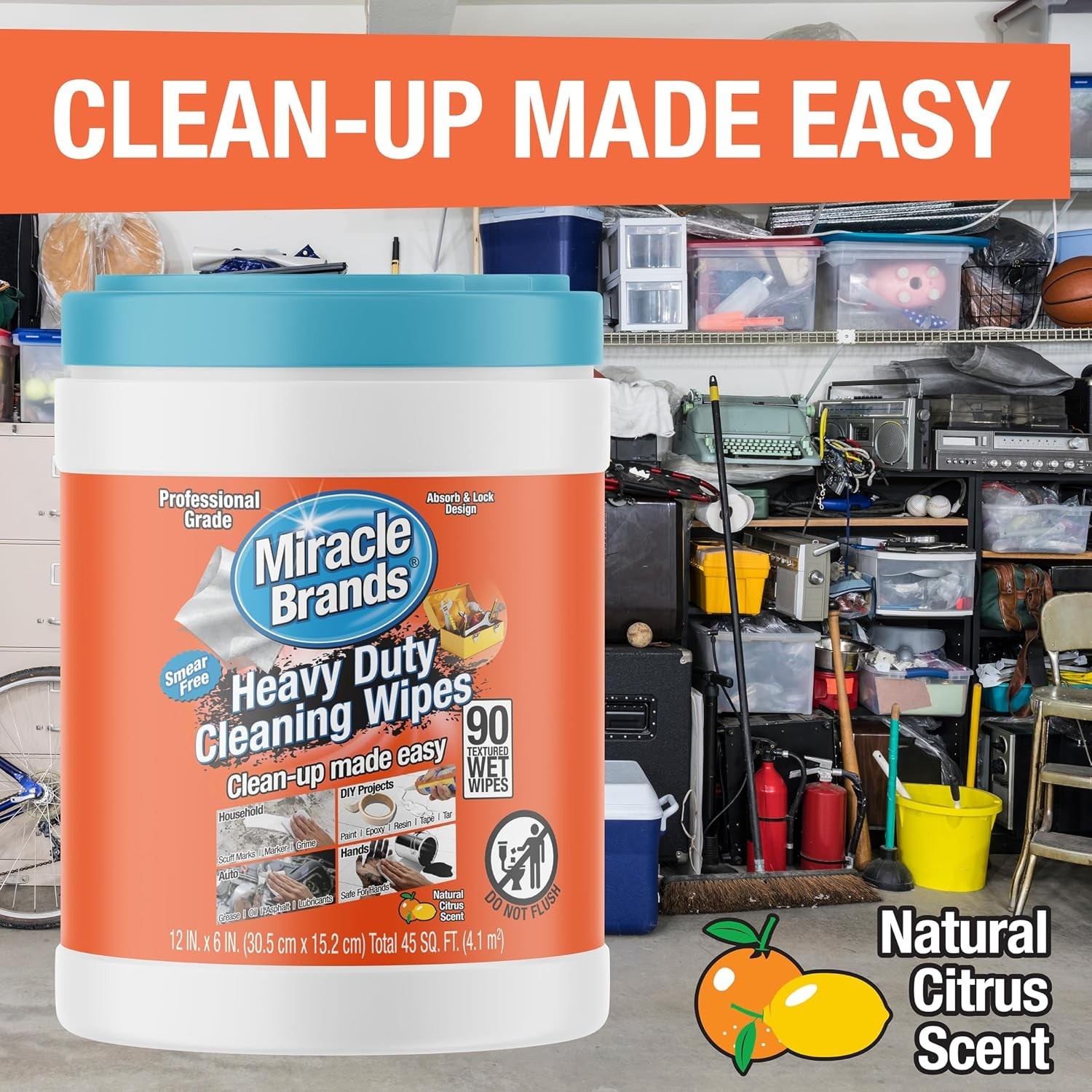 Heavy Duty All-Purpose Cleaning Wipes – Coconut Scent, 90 Count