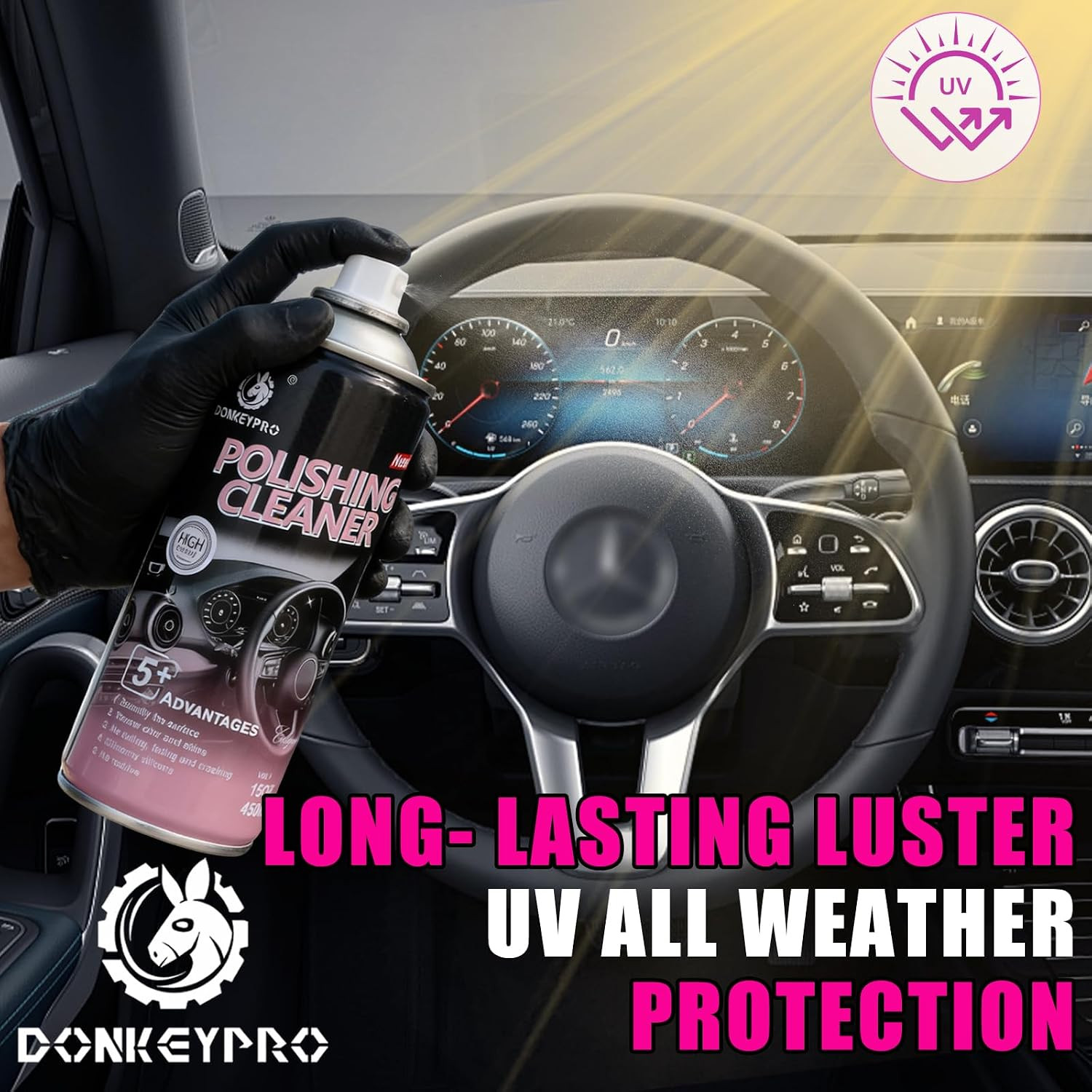 Car Interior Cleaner, Polishing Cleaner Detailer Spray for Vehicle Detailing, 45