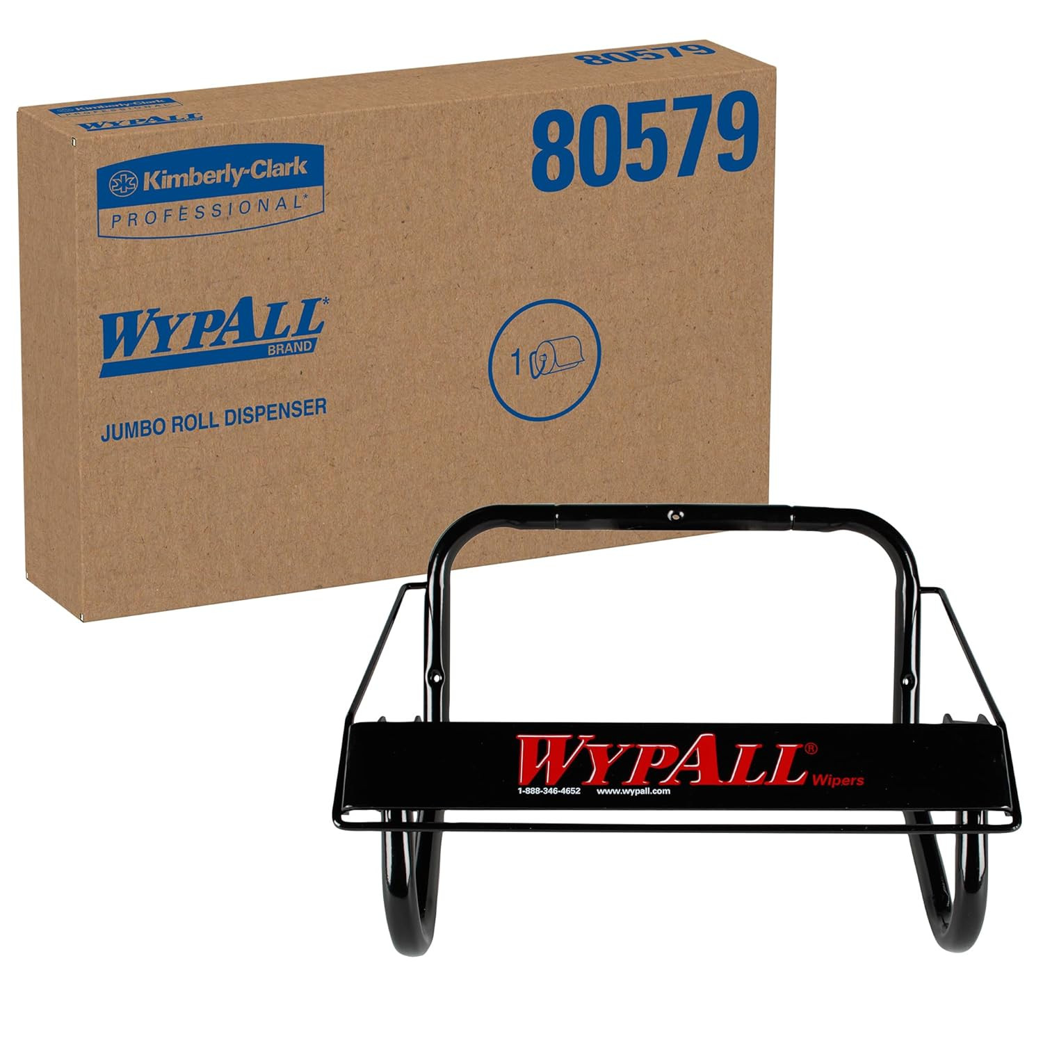 Wall Mounted Dispenser for ® and Kimtech™ Wipes (80579), Black, Jumbo Roll, 16.8