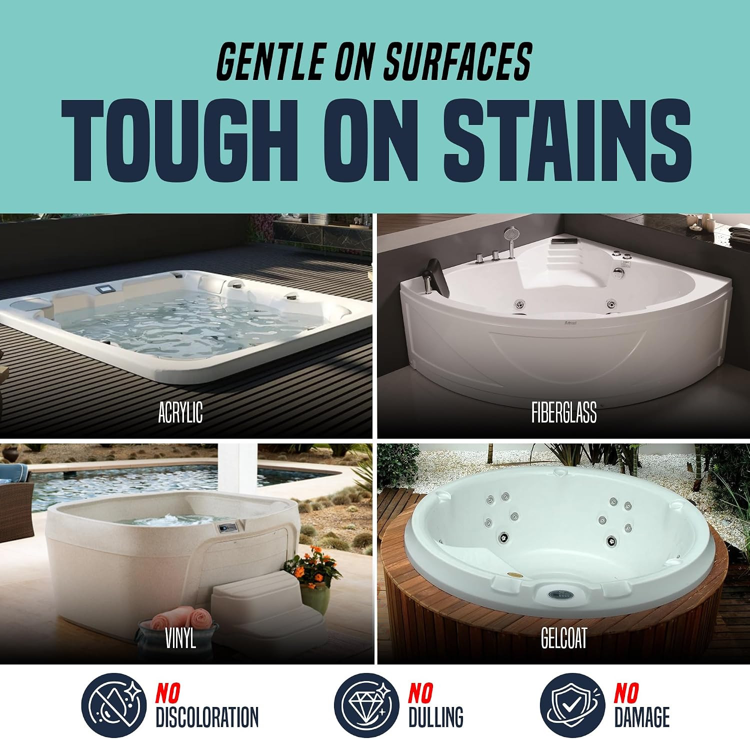 Hot Tub Surface Cleaner – Fast Acting Formula, Easy Spray & Wipe Use, for Acryli