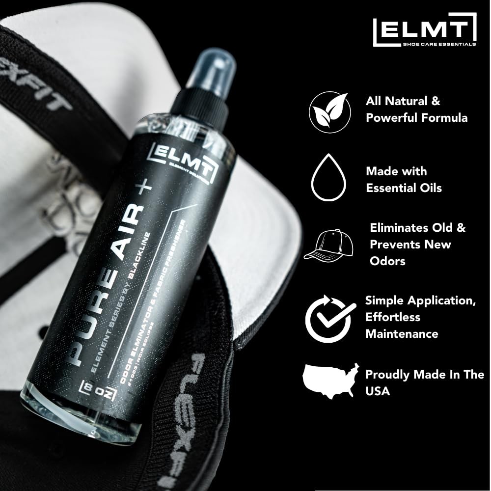 ELMT Hat Cleaning Kit – 8oz Solution, Deodorizer, Towel, Brush – Quick-Drying…