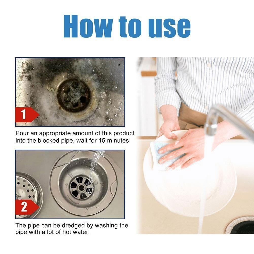 3x Fast Drain Remover Hot Sink Pipe Dredge Quick Foaming Cleaner 3.9 oz/ 110 g