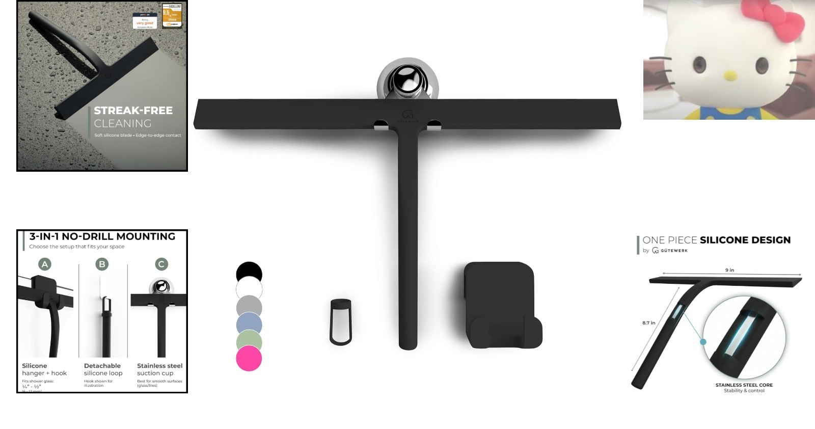Hygienic Silicone Shower Squeegee for Glass & Mirrors – 15 Inches of Perfection