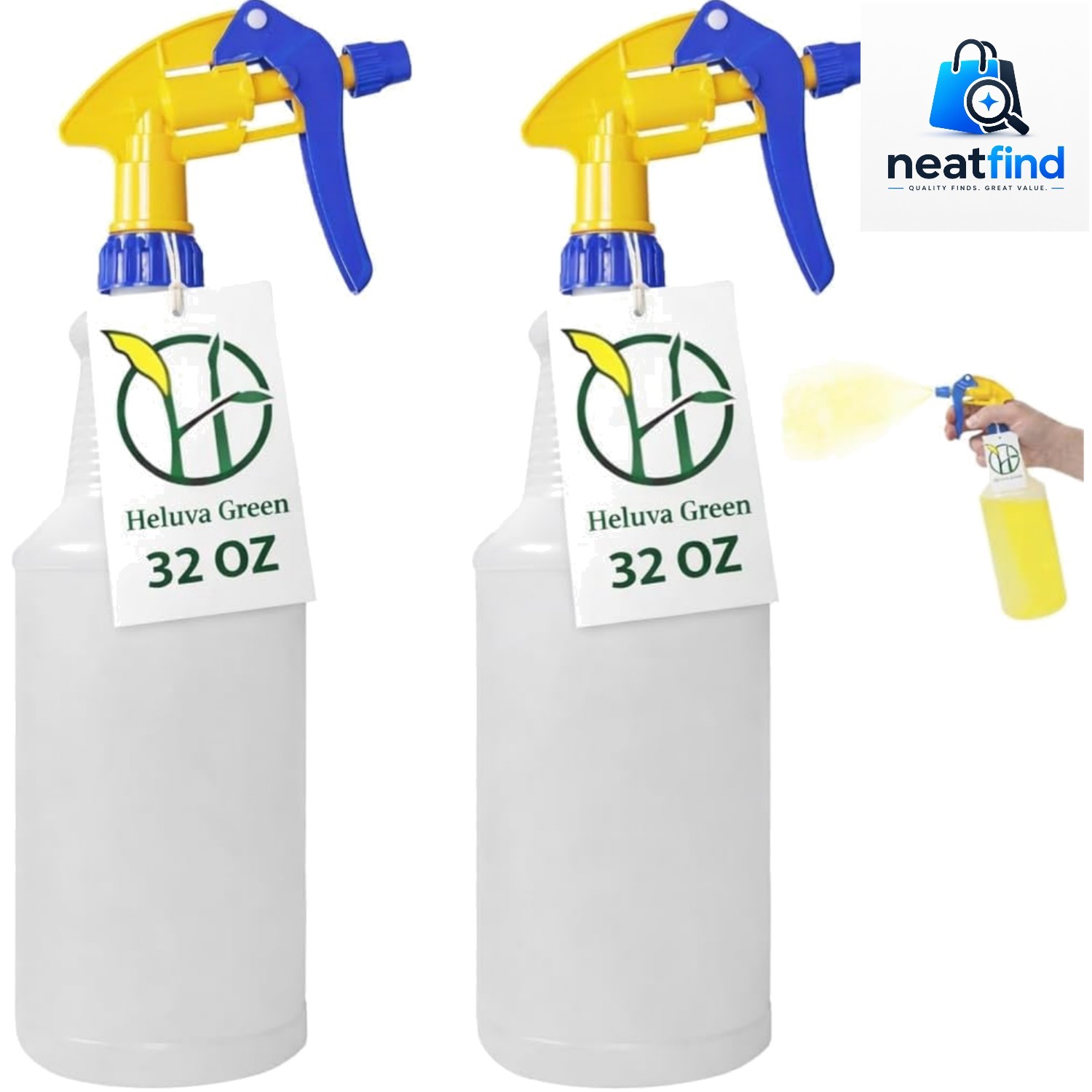 Heavy Duty 32oz Plastic Spray Bottles for Cleaning – Large Empty Industrial B…