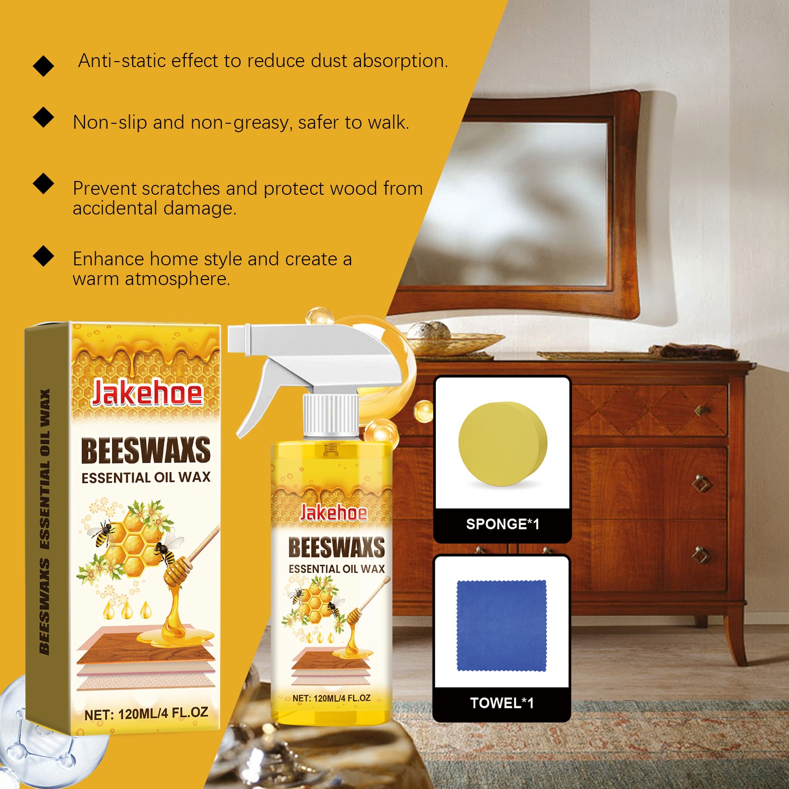 2 Pcs Wood Polishing Spray – Beeswax Curing Furniture Color Protection Nourish