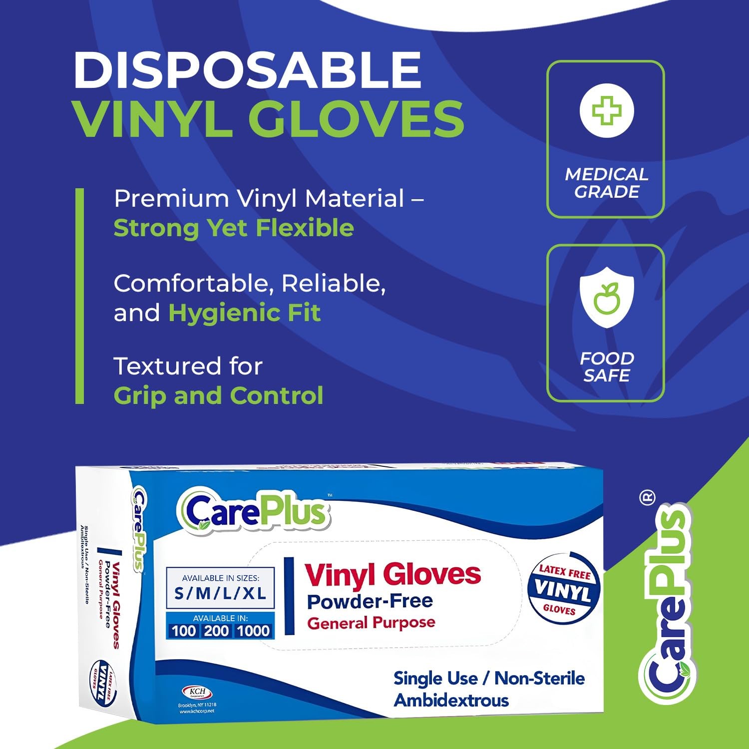 CARE PLUS Vinyl Gloves Clear Extra Large Size 200 Count X-Large,