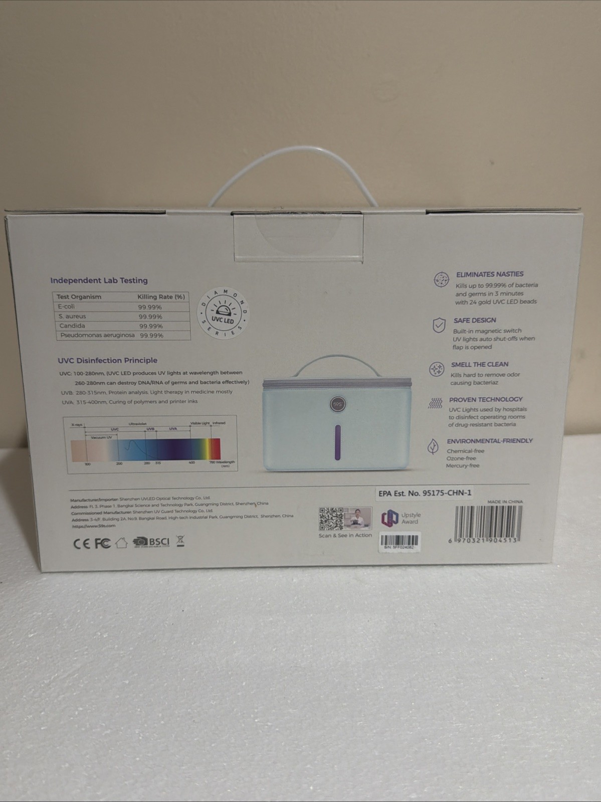 59S UV Sanitizer Bag Masks Jewelry Glass Phone Sterilizer Kills 99.9% Of Germs