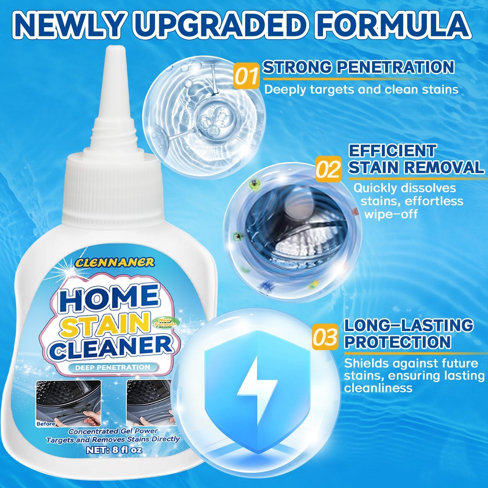 Mold Stain Cleaner Gel, 8 Fl oz Powerful Mold and Mildew Stain Remover with B…