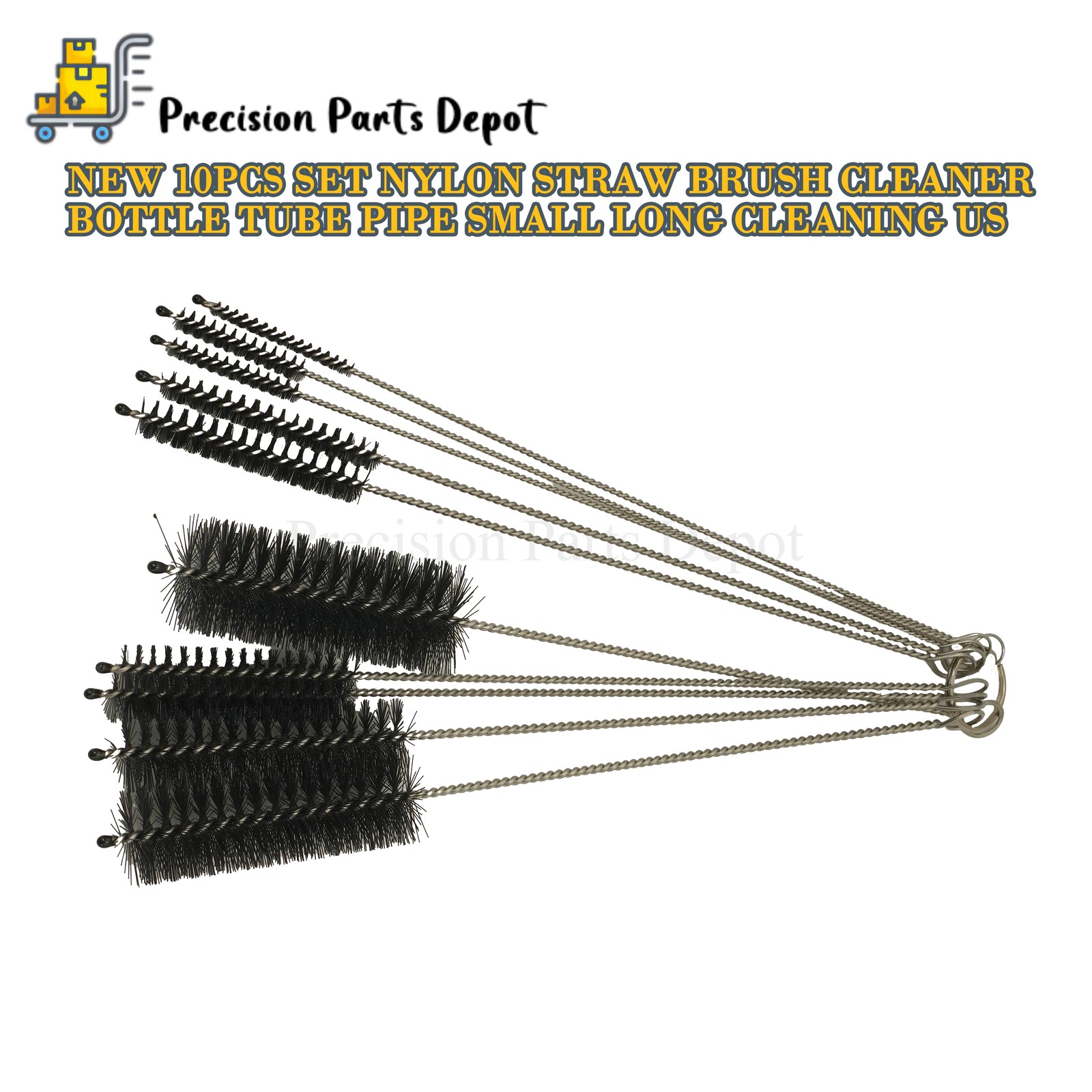 10PCS Set Nylon Straw Brush Cleaner Bottle Tube Pipe Small Long Cleaning US