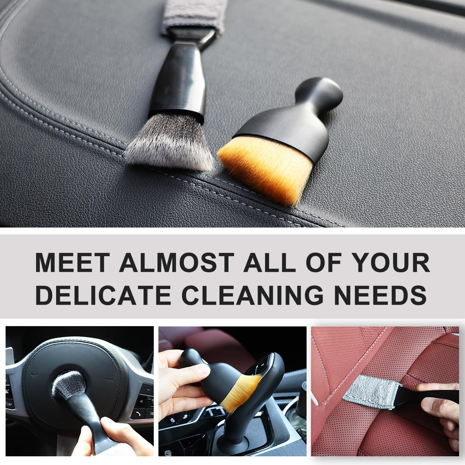 3 Pcs Microfiber Duster Brushes Car Interior Detail Dust Brush for Air Vents