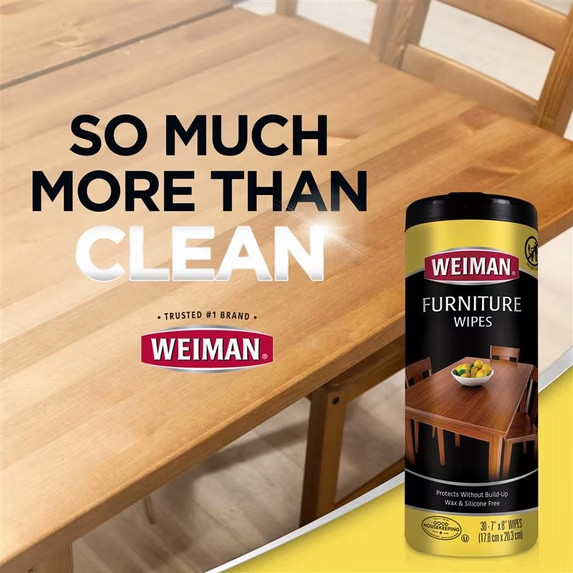 Weiman Wood Cleaner Protect & Polish Furniture Non-Toxic UV Protection 30 Wipes
