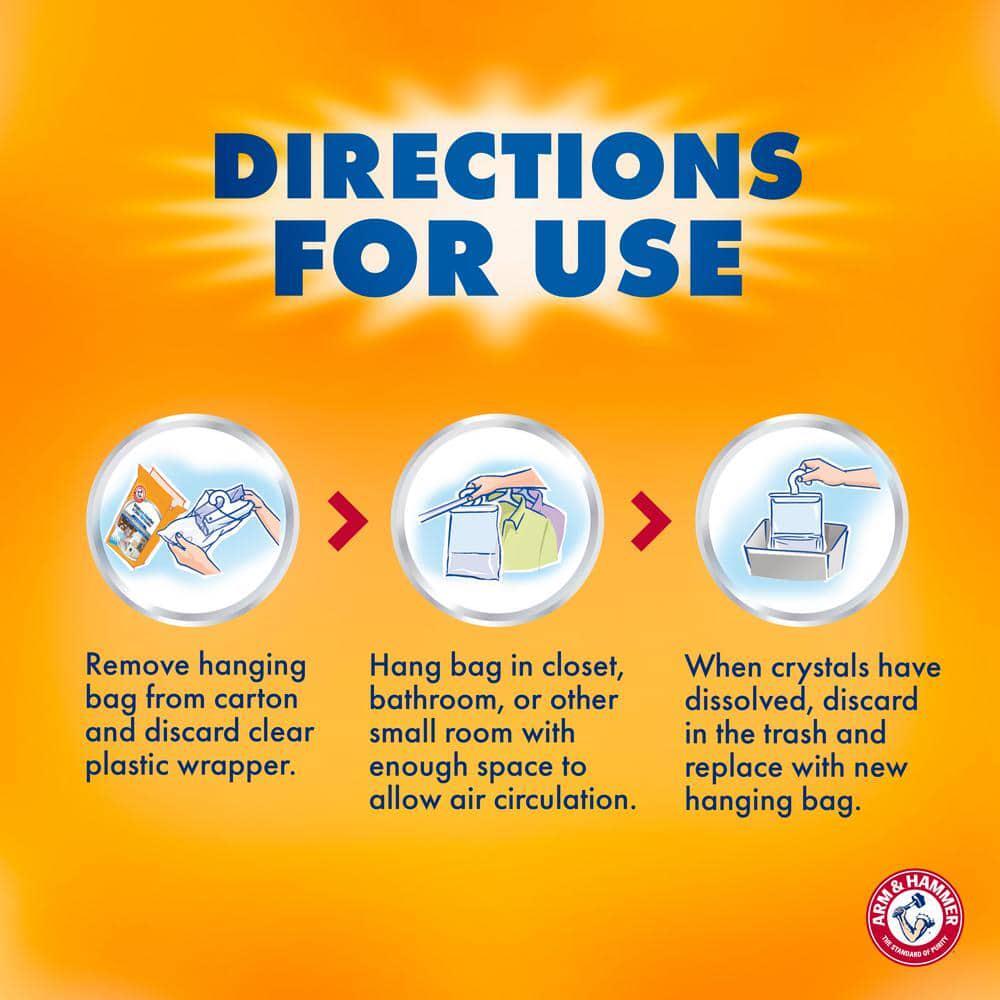 (3-Pack) 16 Oz. Moisture Absorber Odor Eliminator Hanging Bags Arm And Hammer
