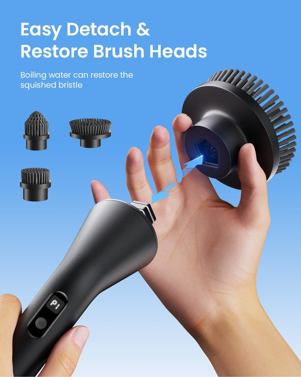 Electric Spin Scrubber, Cordless Cleaning Brush for Bathroom Shower Tub, IPX7 Wa
