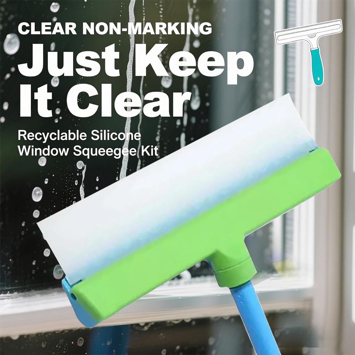 Recyclable Silicone Window Squeegee Kit, Window Cleaning Kit, Window Squeegee
