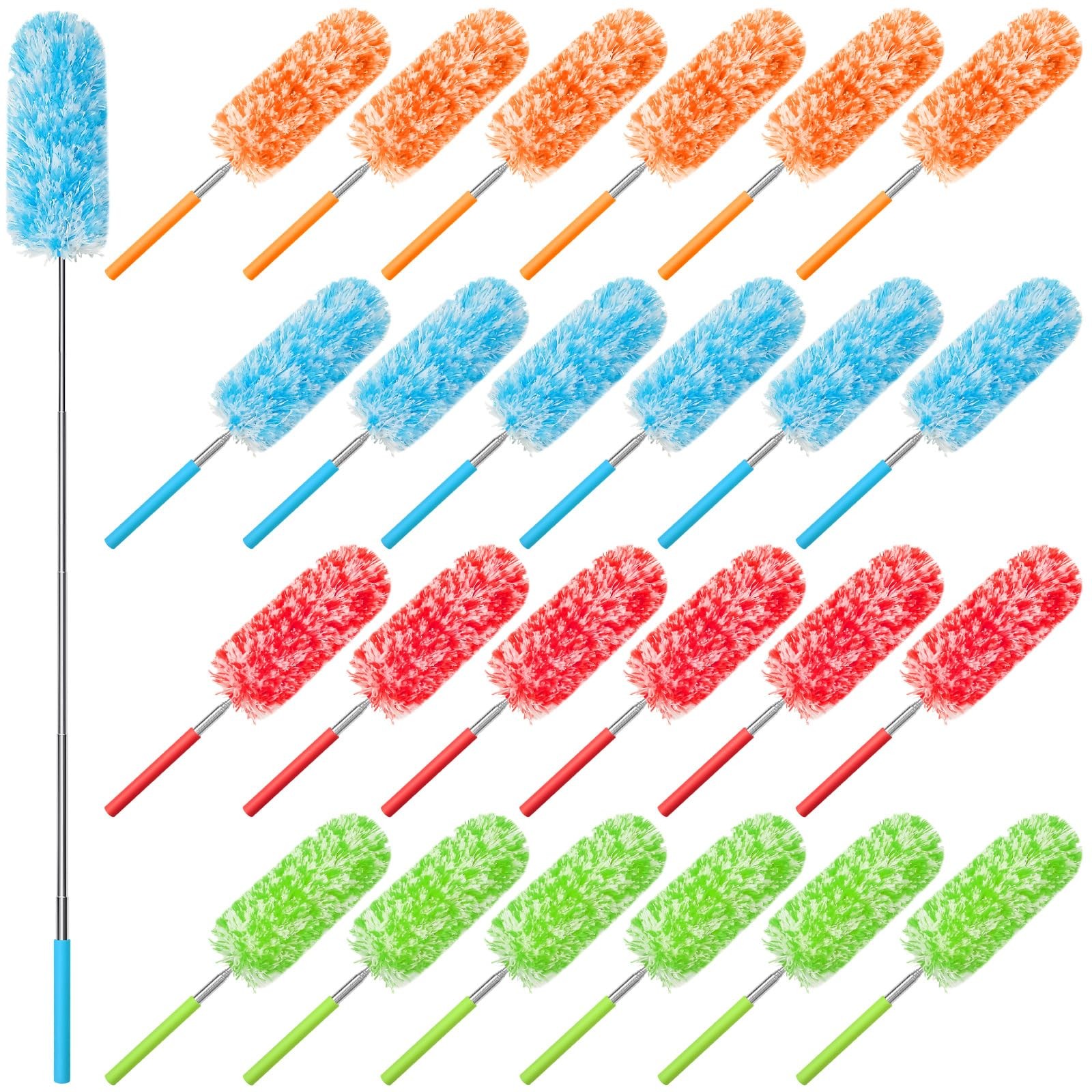 24 Pcs Microfiber Feather Duster for Cleaning 13-31 Inch Extendable Cobweb Du…