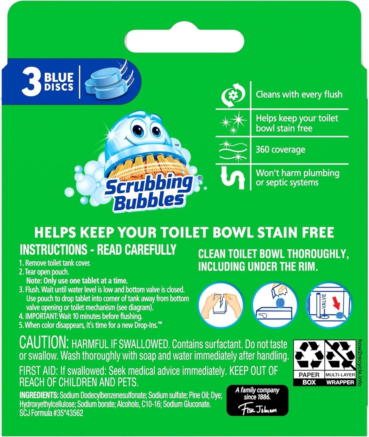 Fresh Scent Toilet Bowl Tablets – 18-Count Pack, Hard Water & Limescale Defense