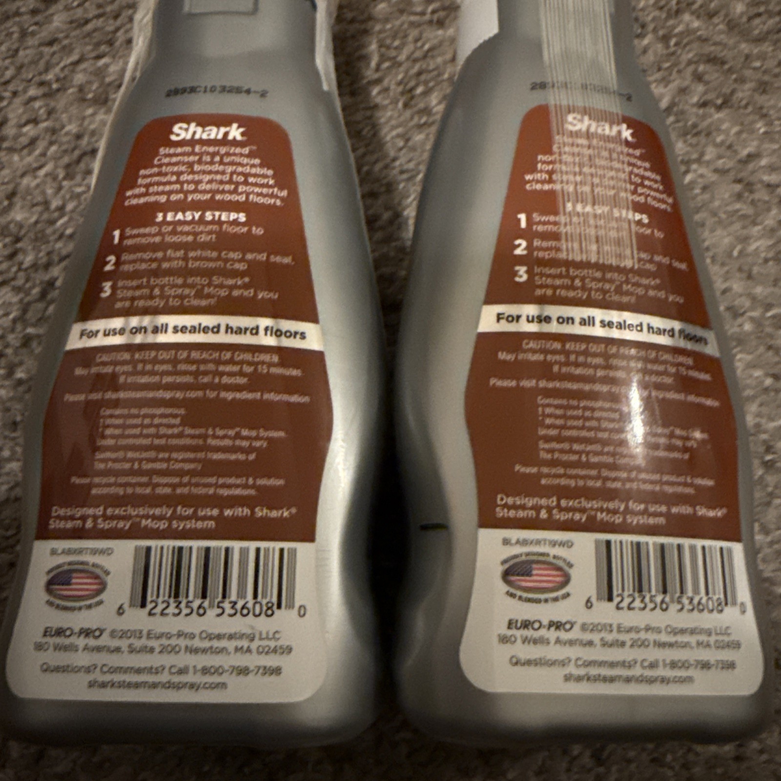 2 X Shark Steam Energized Wood Floor Cleanser Non Toxic No Streak Cleaner 20 oz