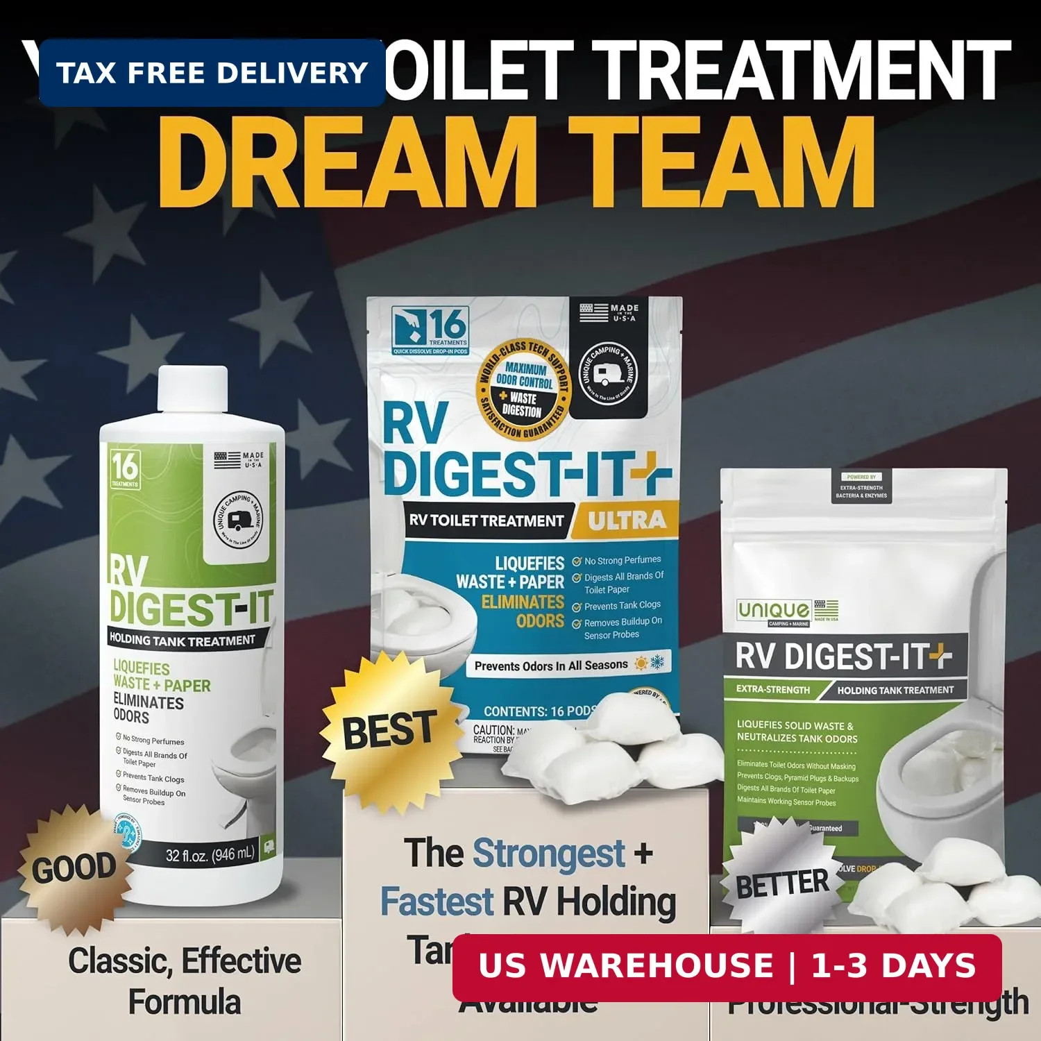Unique RV Digest-It Ultra RV Tank Treatment Pods – 16 Treatments, Breaks Down Wa