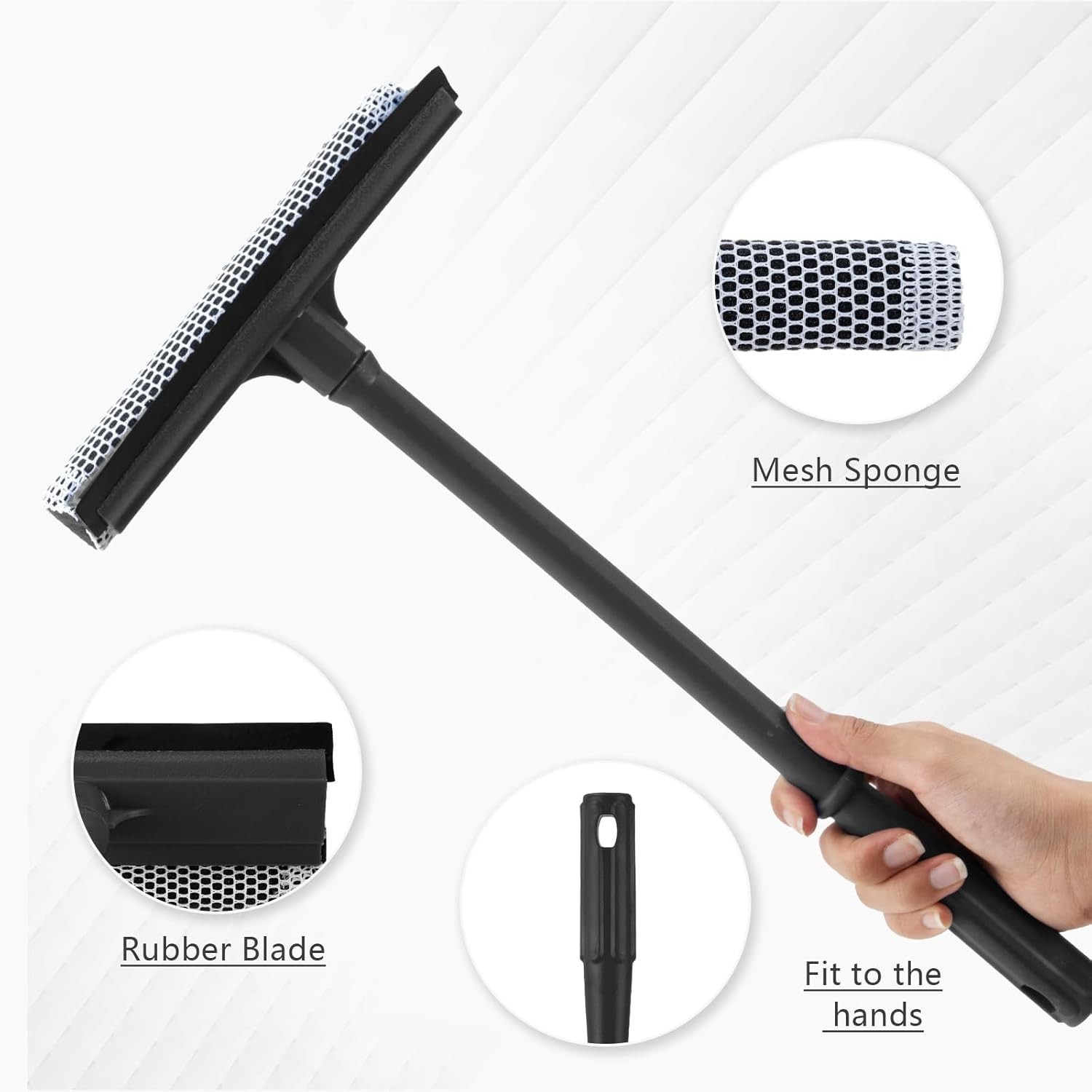 Limpiacristales 2 en 1 para coche de 15.9″, con mango largo de acero inoxidable,