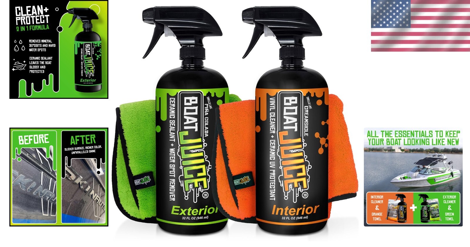 Boat Cleaning Kit: Exterior & Interior Cleaner Set with Ceramic Sealant – 32oz