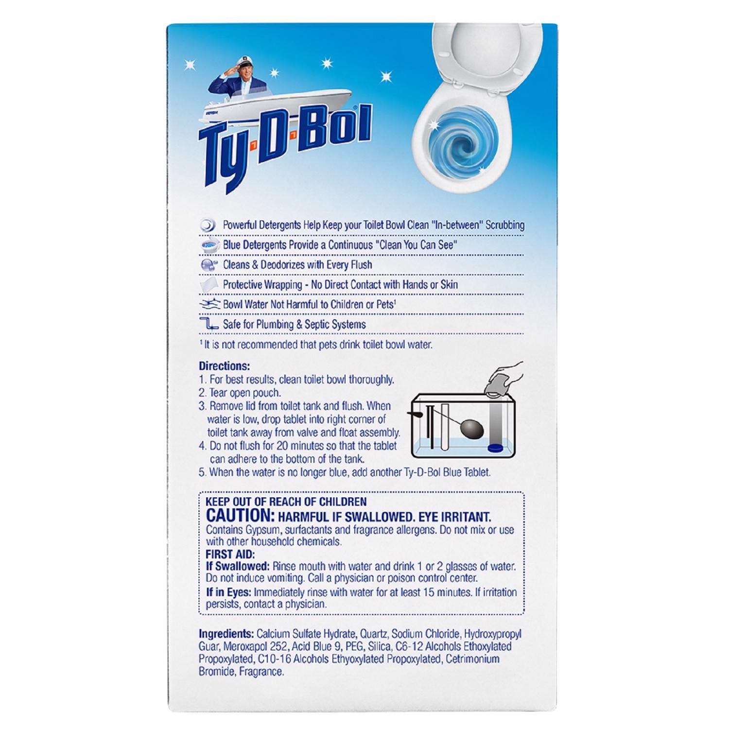 Ty-D-Bol 675000.1 Blue Tablet Automatic Toilet Bowl Cleaner (Pack of 10)