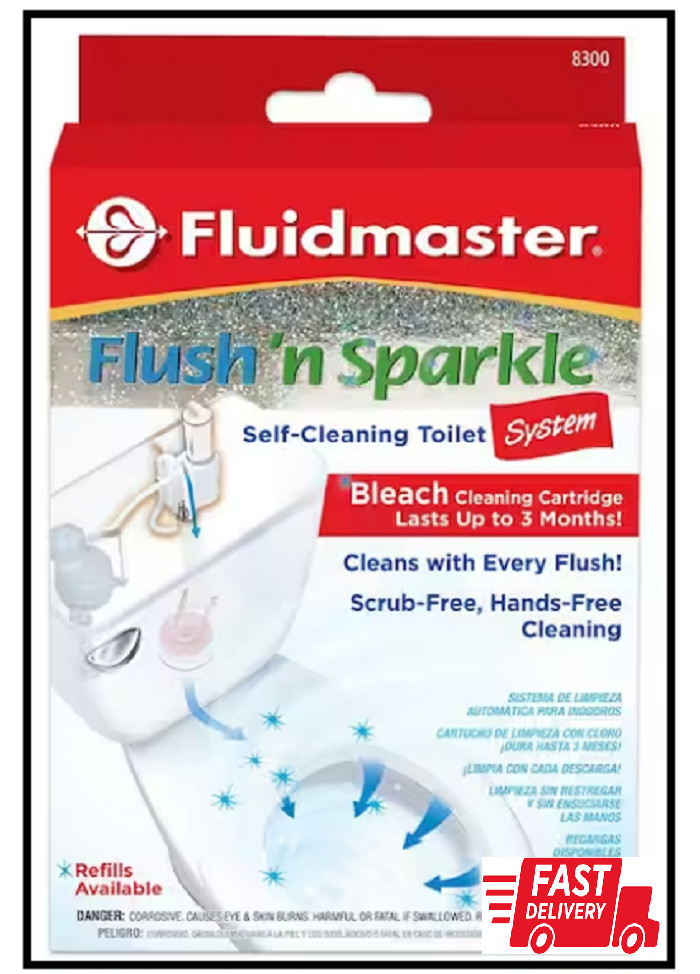Fluidmaster 8300P8 Flush ‘n Sparkle Automatic Bleach Toilet Bowl Cleaning System
