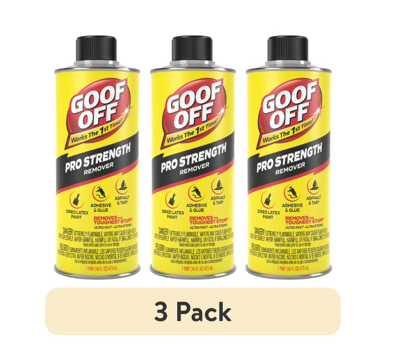 Goof Off FG653 Professional Strength Remover, Pourable 16-Ounce, Liquid, 3PK