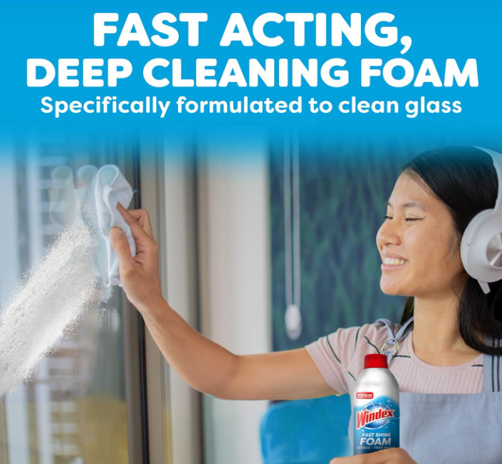 19oz Twin Pack, Foaming Glass Cleaner Spray, No Drip Streak Free Windows Mirrors