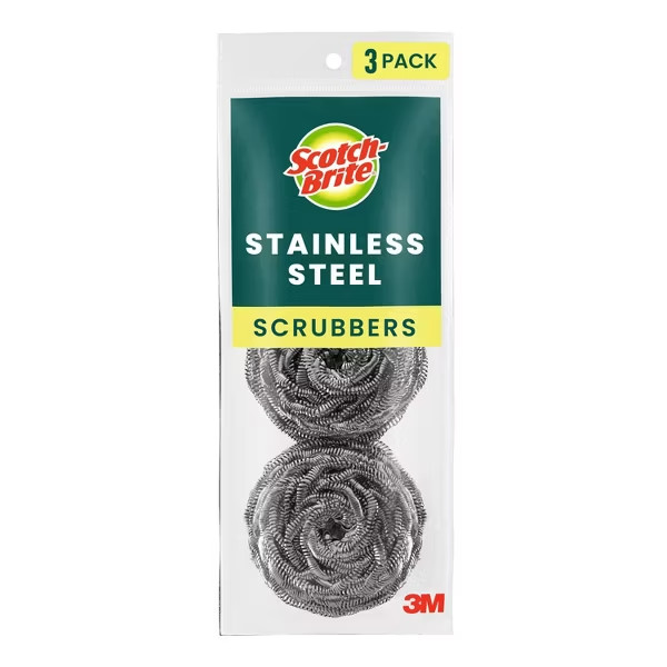 Scotch-Brite Stainless Steel Scrubbing Pads 3ct Reusable Multi-Surface