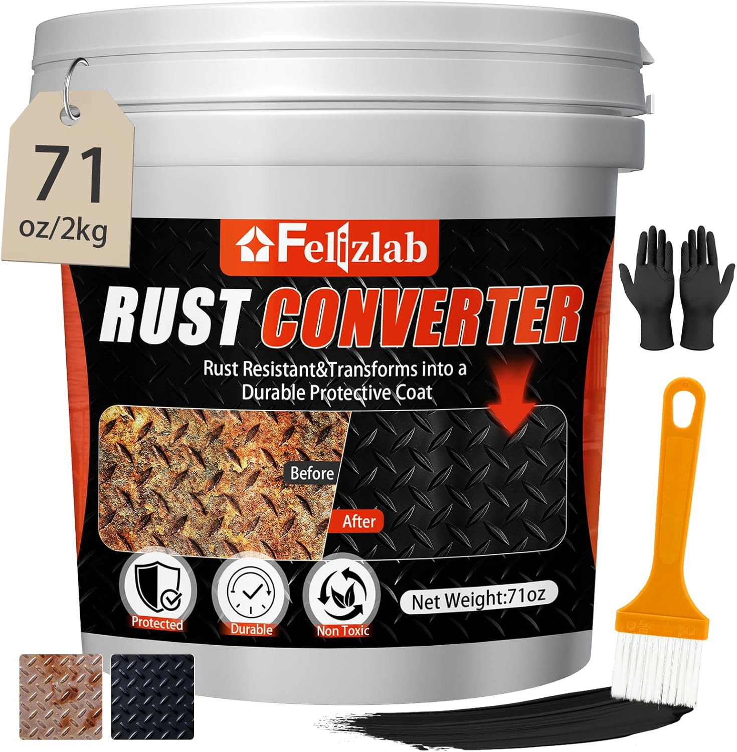 Black Rust Converter Metal Primer Chassis Paint Heat Resistant 71 Oz