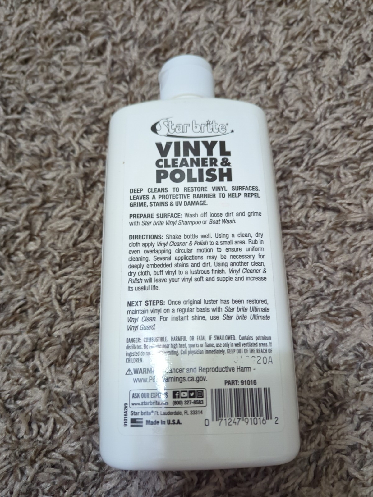 Star Brite 091016P 16 oz. Vinyl Cleaner/Restorer Liquid 1.8 L x 3.5 W in.