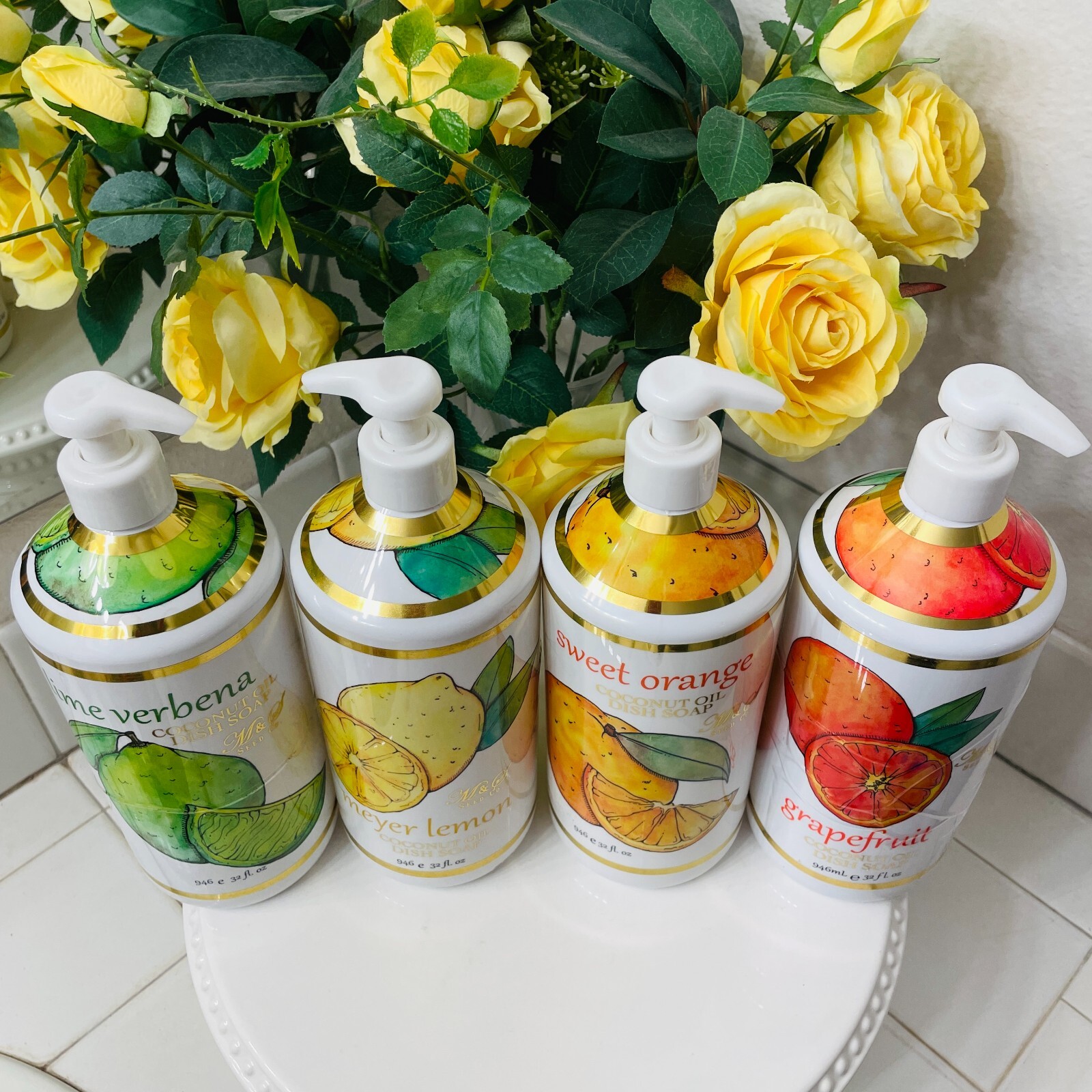 4X Home & Body Co Meyer Lemon Lime Verbena Sweet Orange Grapefruit Gel Dish Soap