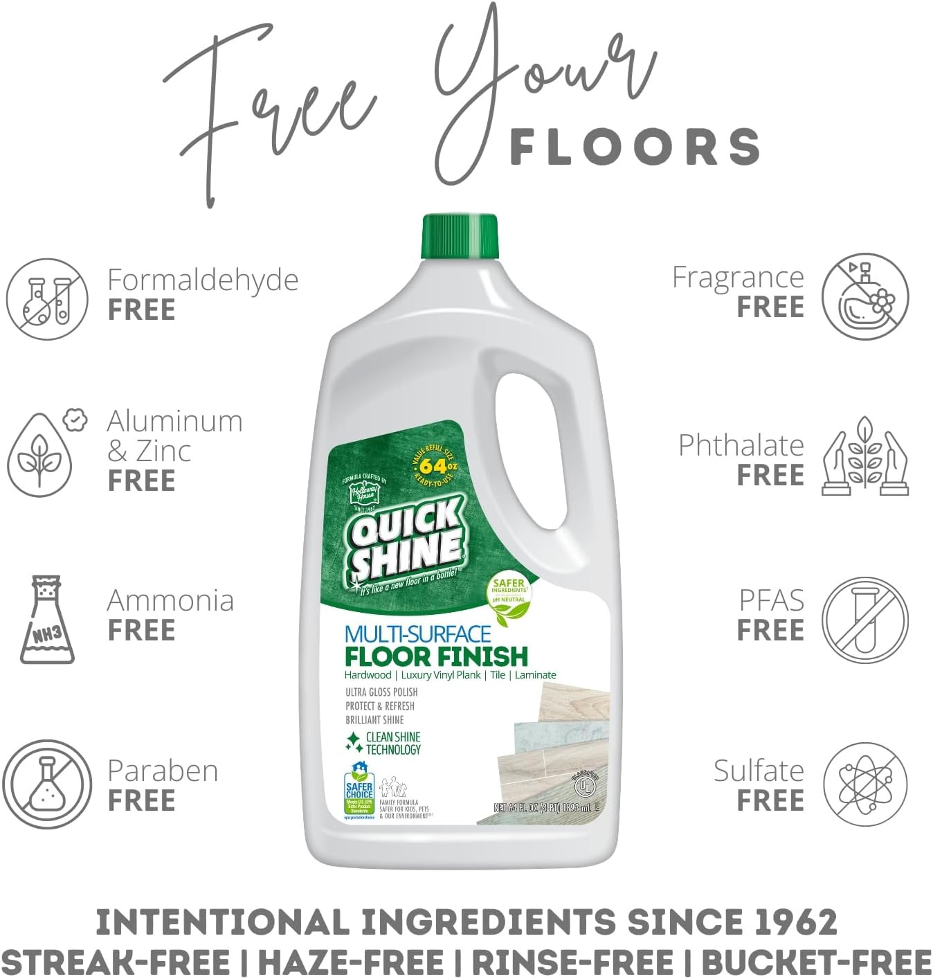 Multi Surface Floor Finish 64Oz | Cleaner & Polish to Use on Hardwood, Laminate,