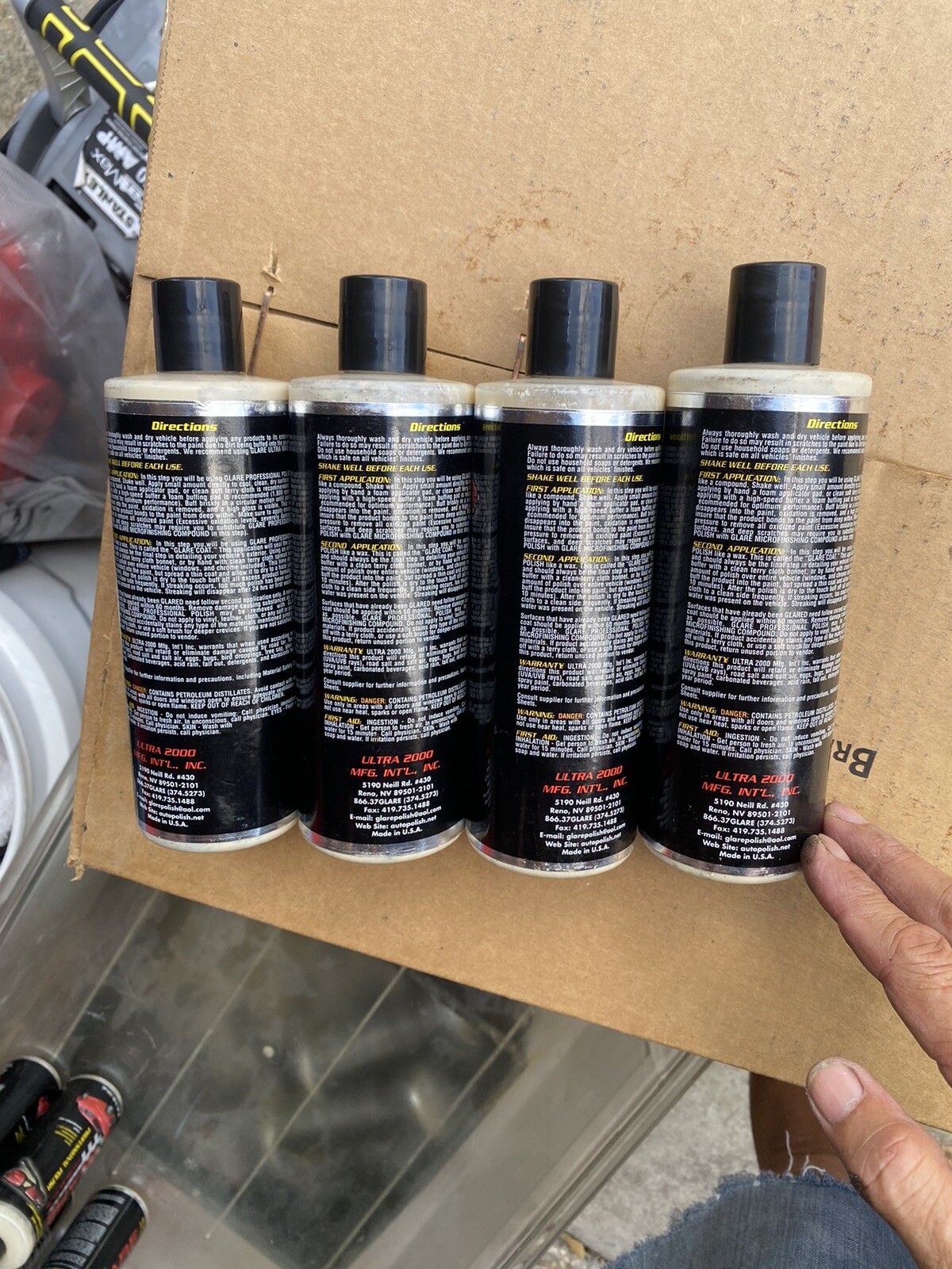 GLARE Ultra 2000 PROFESSIONAL AUTO CAR PAINT POLISH WAX 12OZ 4 BOTTLE LOT NEW!